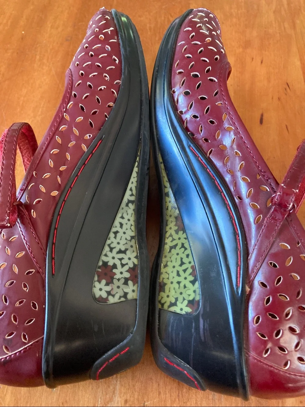 Women’s Jambu Red Mary Jane Peep-Toe Wedges